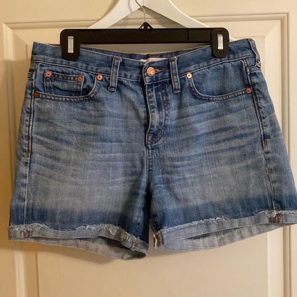 Madewell blue denim high rise roll leg Mom shorts zip fly size 27 - Picture 1 of 6